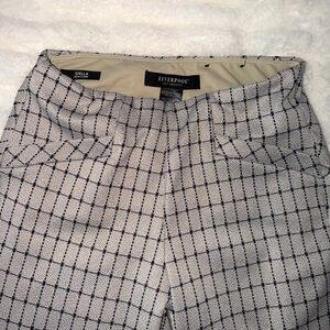 Liverpool Plaid Tweed Kick Flare Pants - Cream & Navy Grid